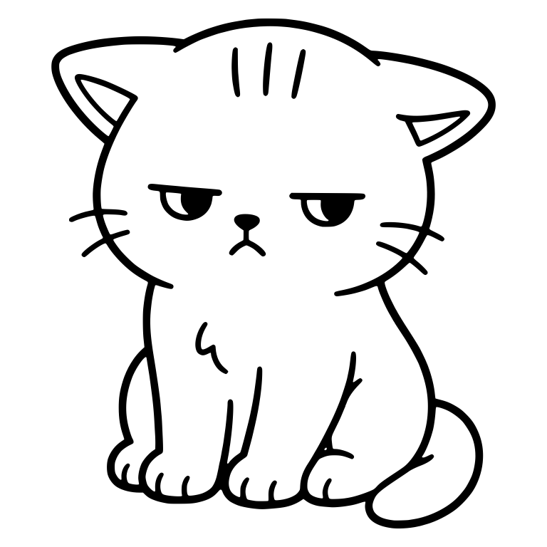 Grumpy Tabby Kitten Sitting With Half-Closed Eyes — free animal SVG cut file