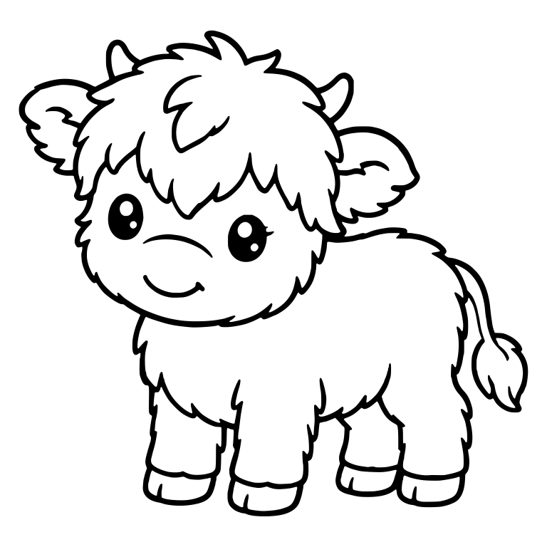 Standing Highland Calf With Tiny Horns — free animal SVG cut file