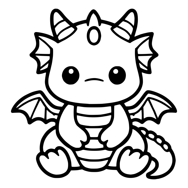 Sitting Baby Dragon with Straight Mouth and Forehead Gem — free fantasy-creature SVG cut file