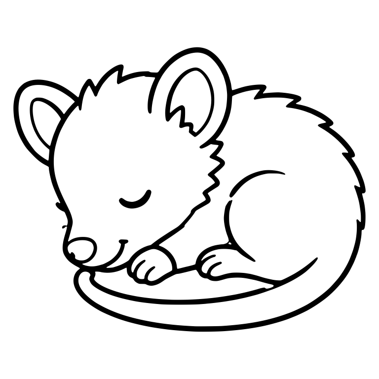 Sleeping Opossum Curled Up With Tail Wrapped Around — free animal SVG cut file
