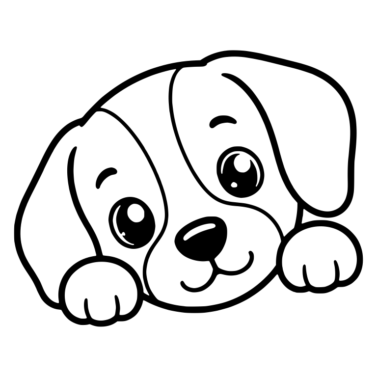 Beagle Puppy Head Tilted Peeking Over Two Paws — free animal SVG cut file