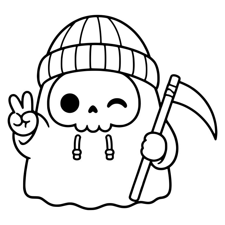 Winking Hoodie Reaper With Peace Sign and Scythe — free characters SVG cut file