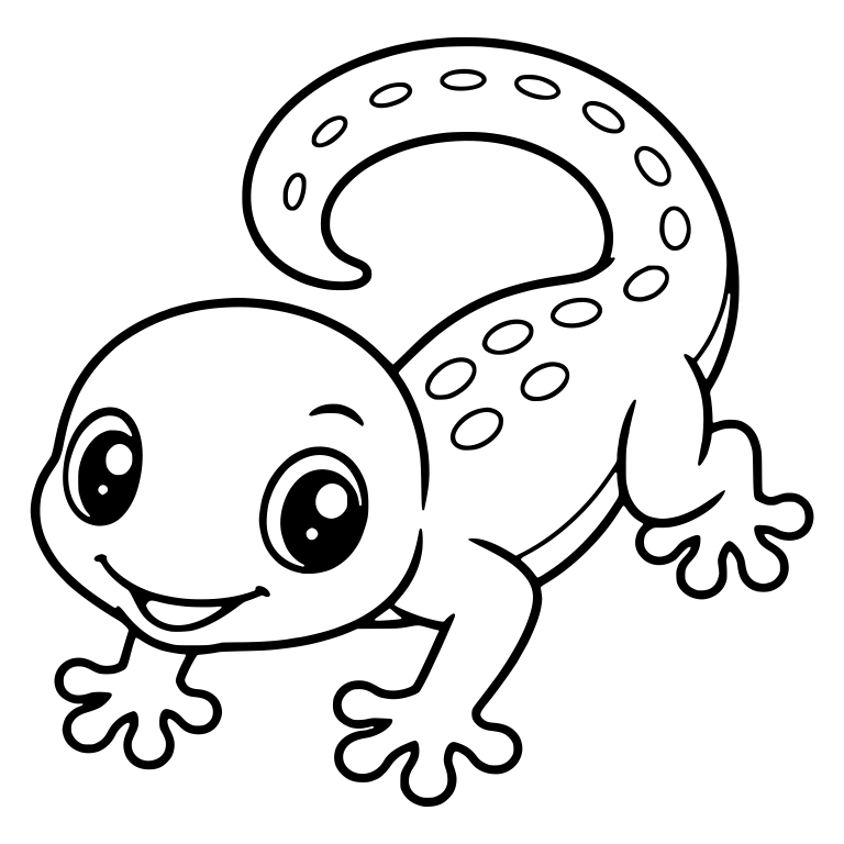 Crawling Gecko With Spotted Tail Arched Overhead — free animal SVG cut file