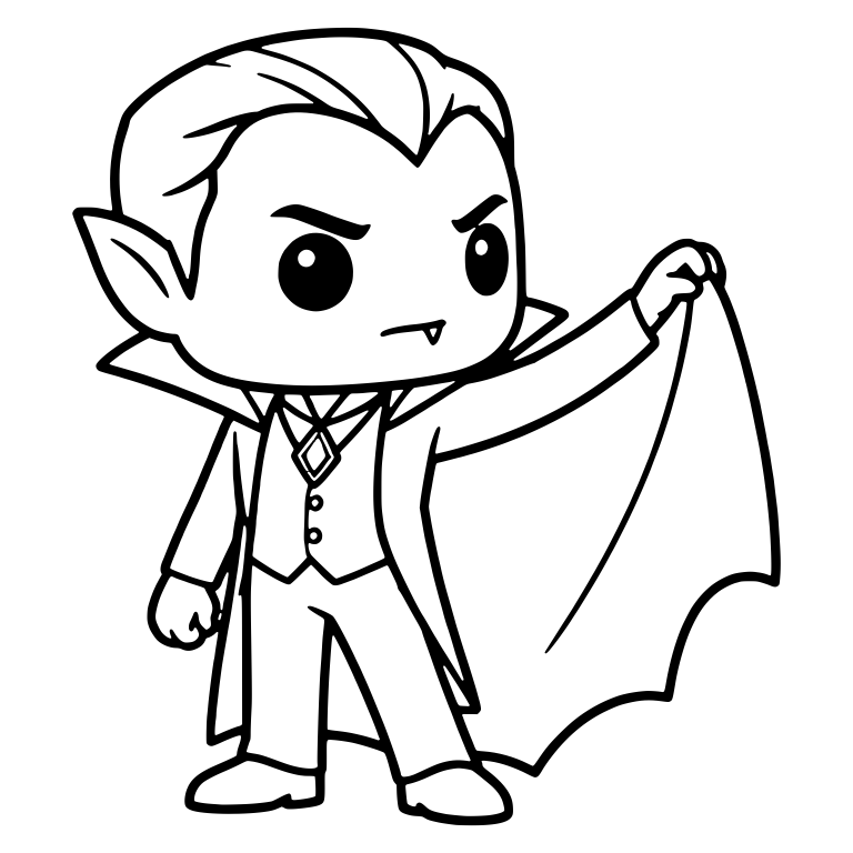 Chibi Vampire With Diamond Pendant And Swept Hair — free fantasy-creature SVG cut file
