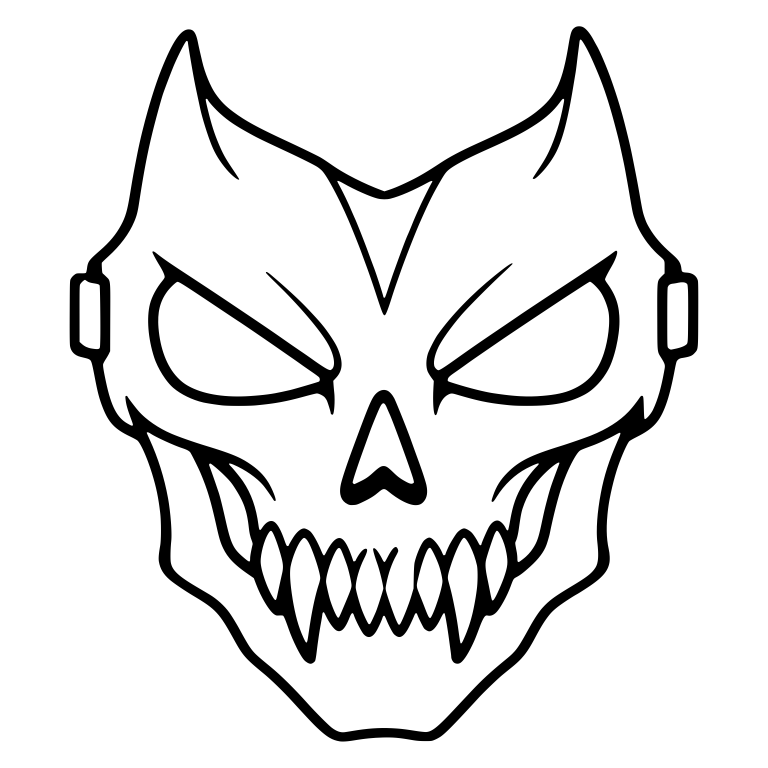Fanged Skull Mask With Pointed Brow Crest — free objects SVG cut file