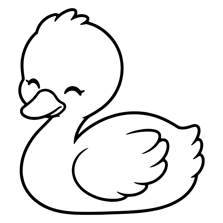 Baby Swan Cygnet Swimming with Happy Closed Eyes — free animal SVG cut file