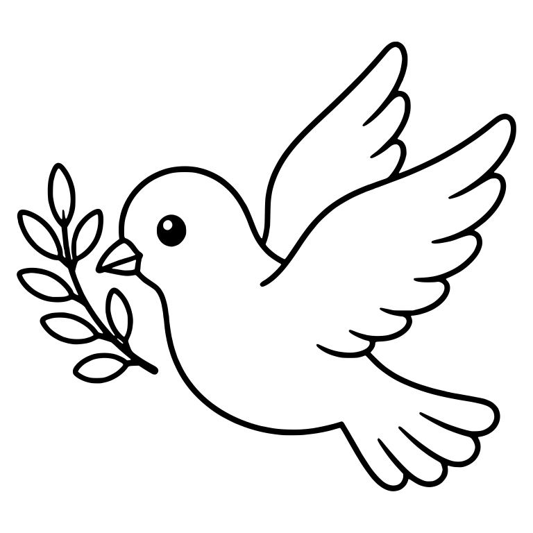 Flying Dove Carrying an Olive Branch — free animal SVG cut file