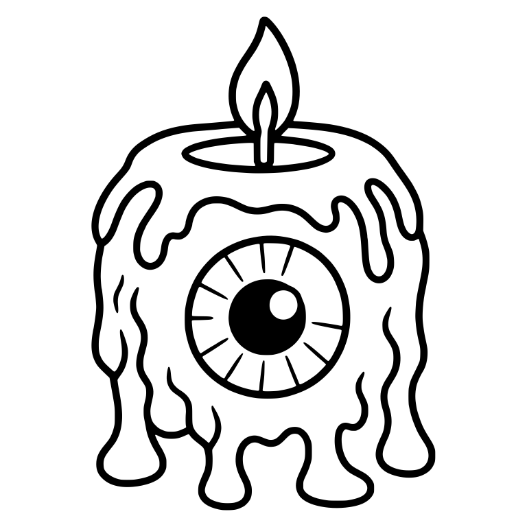 Melting Eyeball Candle With Lit Flame — free objects SVG cut file