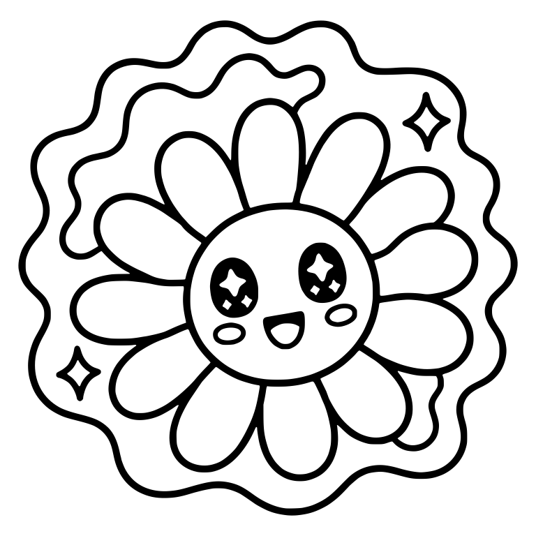 Sparkle Eyed Daisy With Wavy Swirl Backdrop — free floral SVG cut file