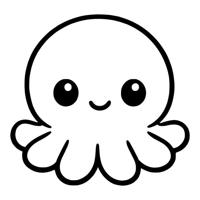 Cute Octopus With Flared Side Arms And Small Smile — free animal SVG cut file