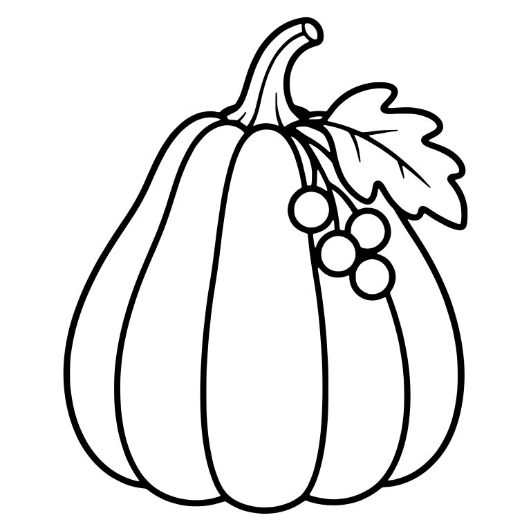 Pear-Shaped Pumpkin With Berries and Leaf — free floral SVG cut file