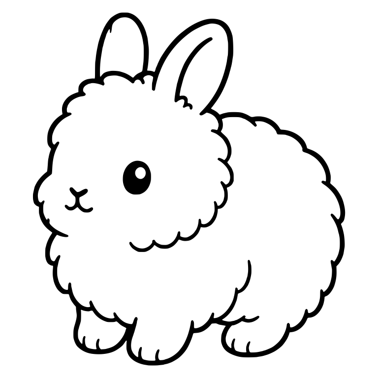 Kawaii Jersey Wooly Bunny Sitting Turned Left Fluffy — free animal SVG cut file