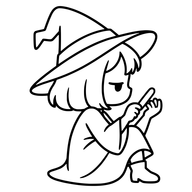 Bored Bob-Haired Witch Filing Nails in Profile — free characters SVG cut file