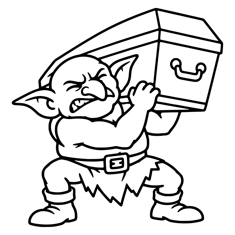 Straining Goblin Squatting Under Heavy Coffin — free fantasy-creature SVG cut file