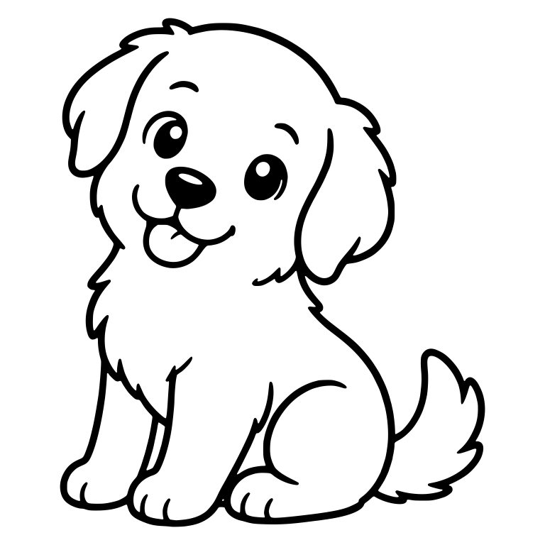 Golden Retriever Puppy Sitting Sideways With Tongue Out — free animal SVG cut file