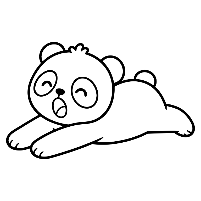 Yawning Panda Cub Lying on Belly — free animal SVG cut file