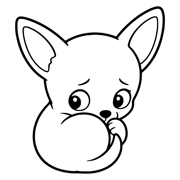 Worried Chihuahua Puppy Curled Up With Paw At Mouth — free animal SVG cut file