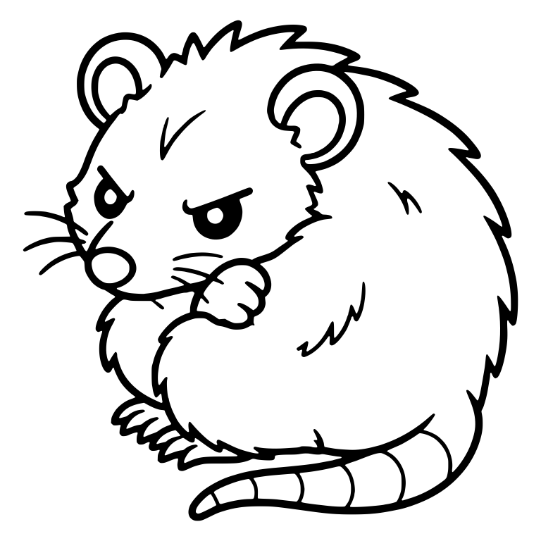 Grumpy Hunched Opossum With Raised Paw — free animal SVG cut file
