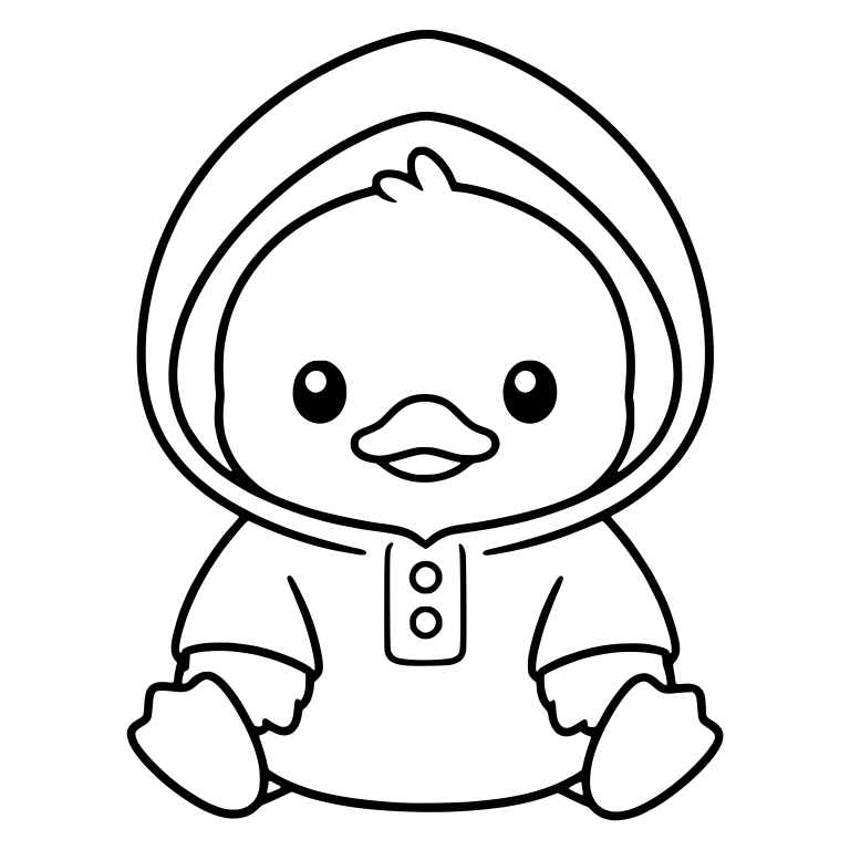 Sitting Duckling in Hooded Raincoat With Buttons — free animal SVG cut file