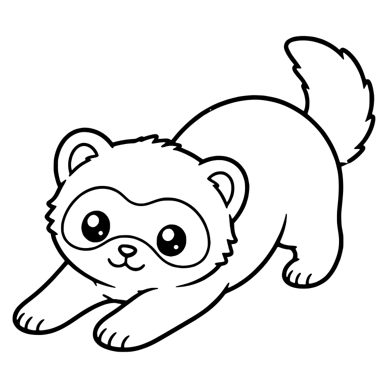 Kawaii Ferret Play Bow With Big Eyes And Fluffy Tail — free animal SVG cut file