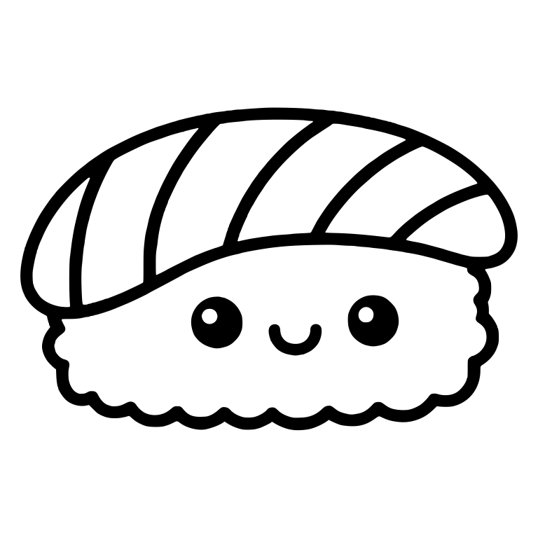 Smiling Fish Nigiri With Bold Diagonal Stripes — free food SVG cut file
