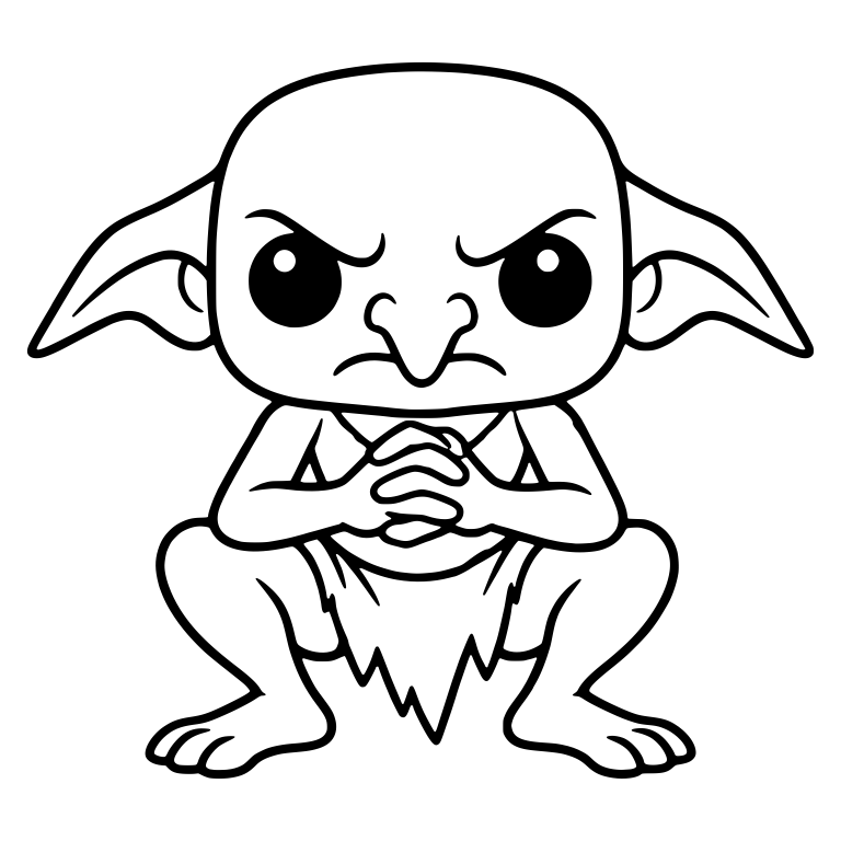 Frowning Goblin Squatting With Clasped Hands and Loincloth — free fantasy-creature SVG cut file