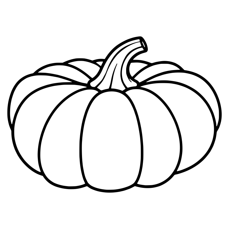 Wide Flat Pumpkin with Hollow-Tipped Curved Stem — free floral SVG cut file