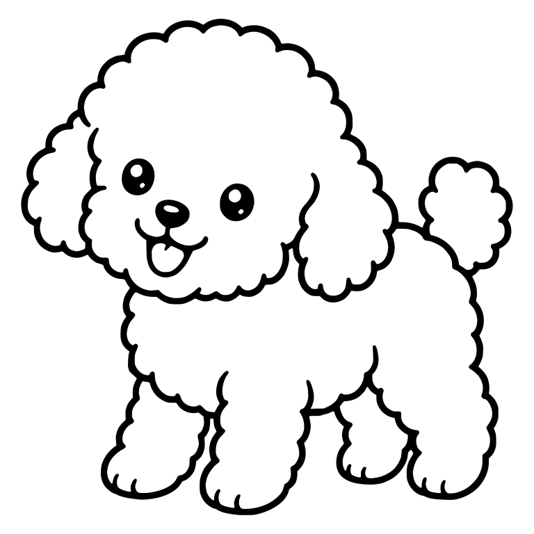 Happy Standing Toy Poodle Puppy With Tongue Out — free animal SVG cut file
