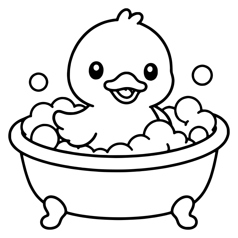 Duckling in Clawfoot Bathtub With Bubbles — free animal SVG cut file