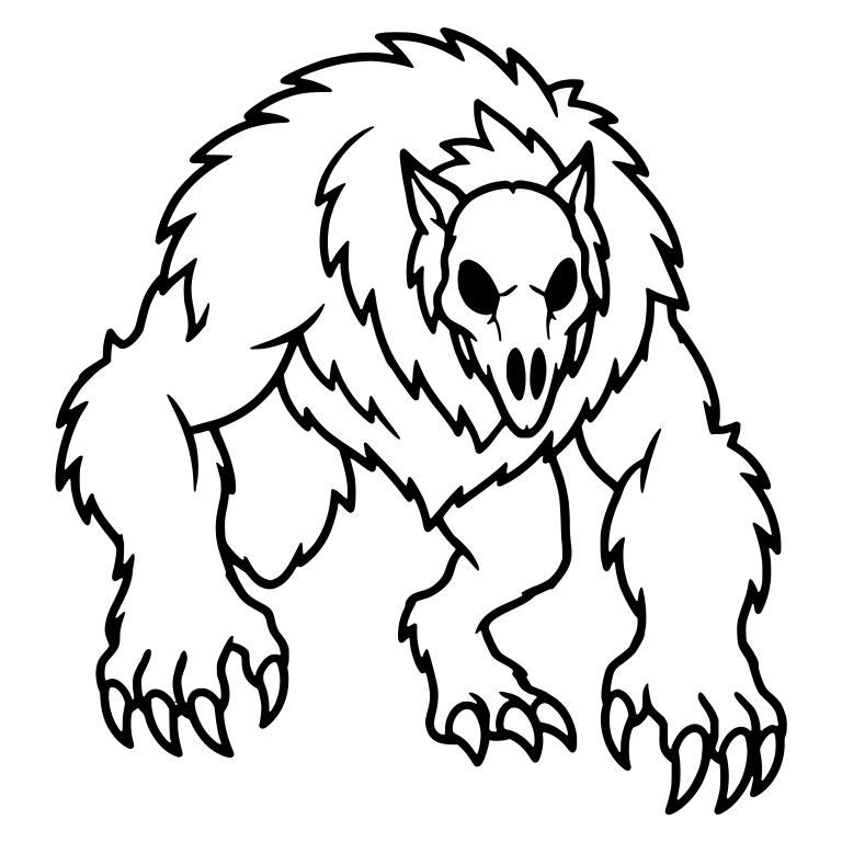 Shaggy Skull-Faced Beast Stalking on All Fours — free fantasy-creature SVG cut file