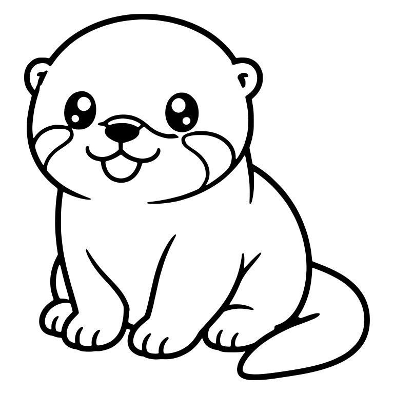 Sitting Otter With Cheek Patches and Open Smile — free animal SVG cut file
