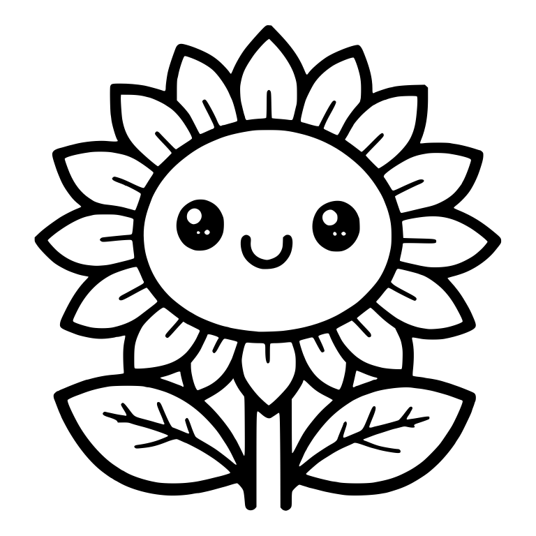 Sparkle Eyed Sunflower With Branching Leaf Veins — free floral SVG cut file