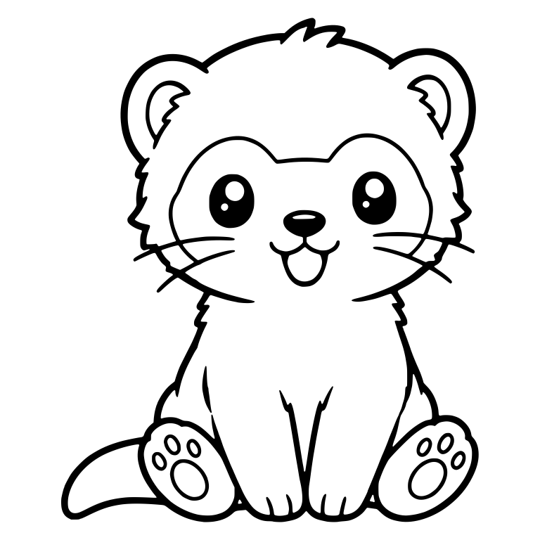Baby Ferret Kit Sitting with Open Mouth and Paw Pads — free animal SVG cut file