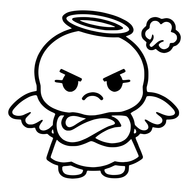 Angry Chibi Angel In Dress With Crossed Arms — free characters SVG cut file
