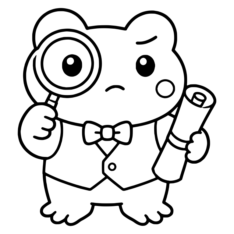 Detective Frog With Magnifying Glass and Rolled Scroll — free animal SVG cut file