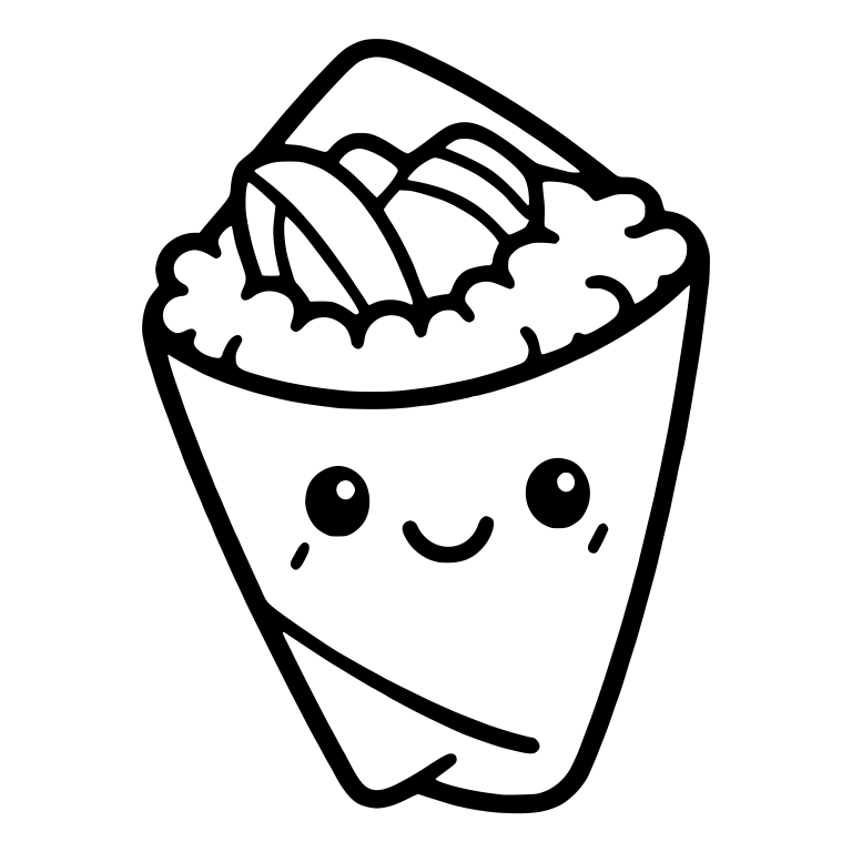 Tilted Hand Roll With Rice And Fish Slices — free food SVG cut file