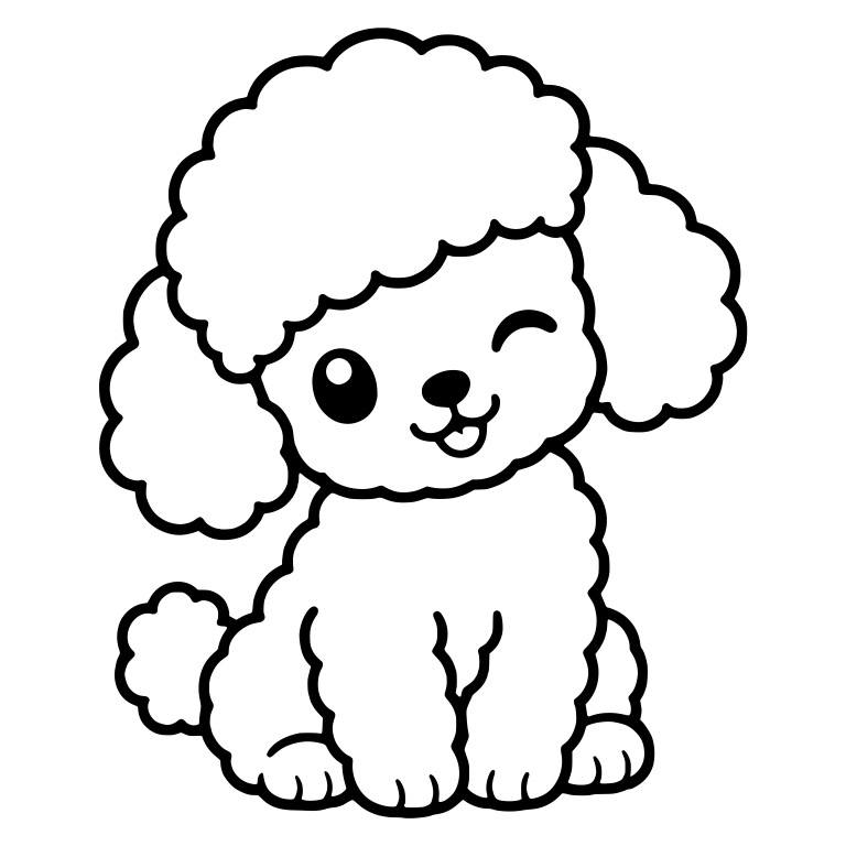 Winking Toy Poodle Puppy Sitting with Head Tilt — free animal SVG cut file