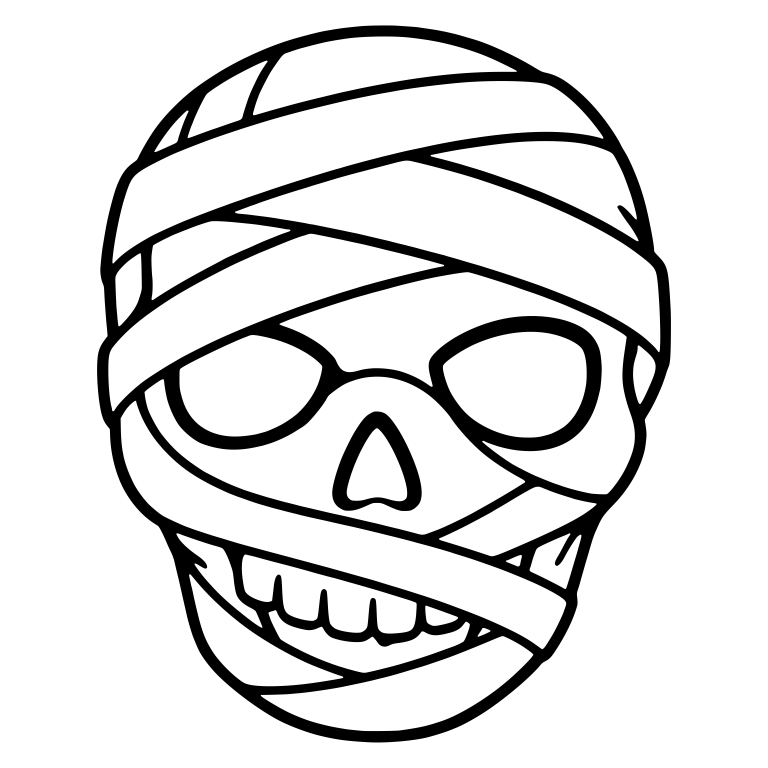 Bandaged Mummy Skull With Crisscross Wraps — free skeleton SVG cut file