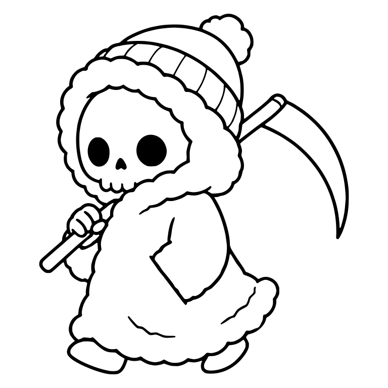 Walking Fur Coat Reaper With Scythe Over Shoulder — free characters SVG cut file