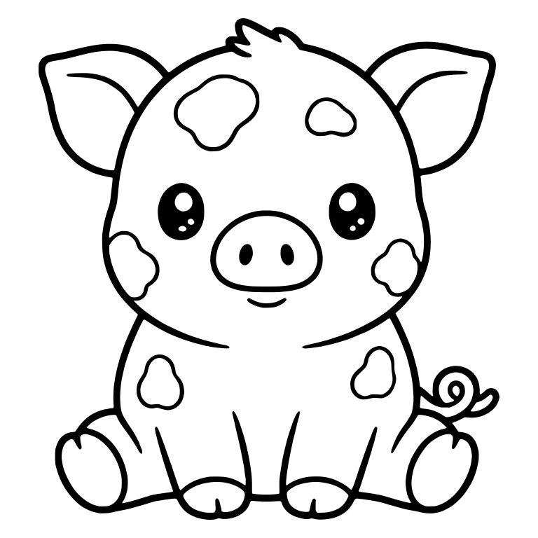 Sitting Spotted Piglet Facing Front — free animal SVG cut file