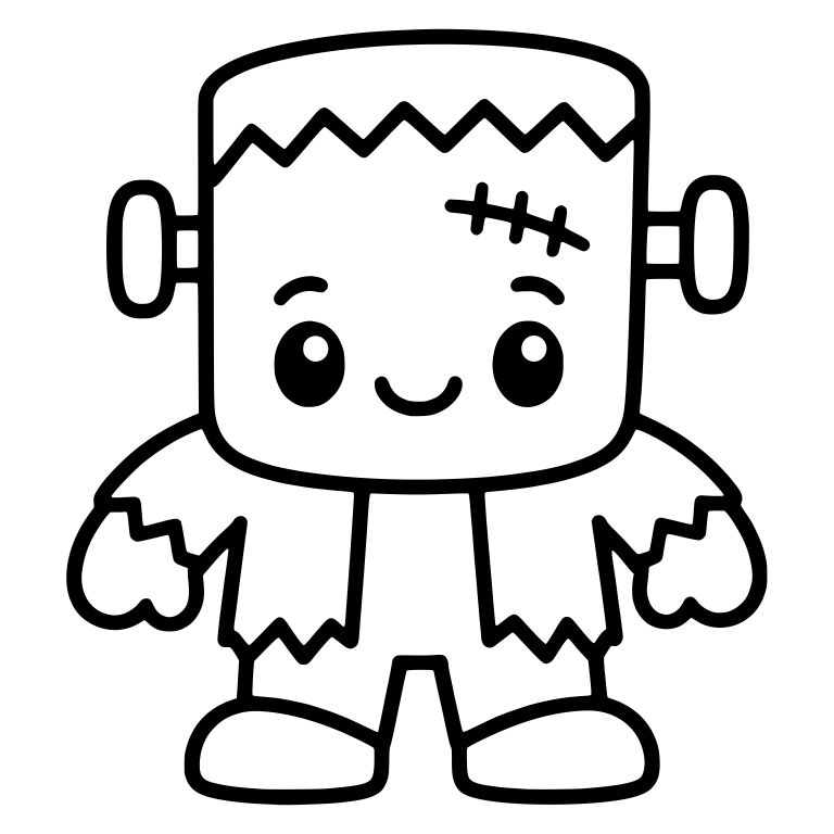 Cute Frankenstein Monster With Neck Bolts — free fantasy-creature SVG cut file