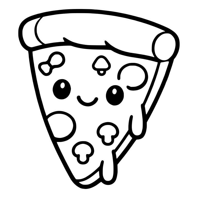 Smiling Pizza Slice With Mushrooms And Dripping Cheese — free food SVG cut file