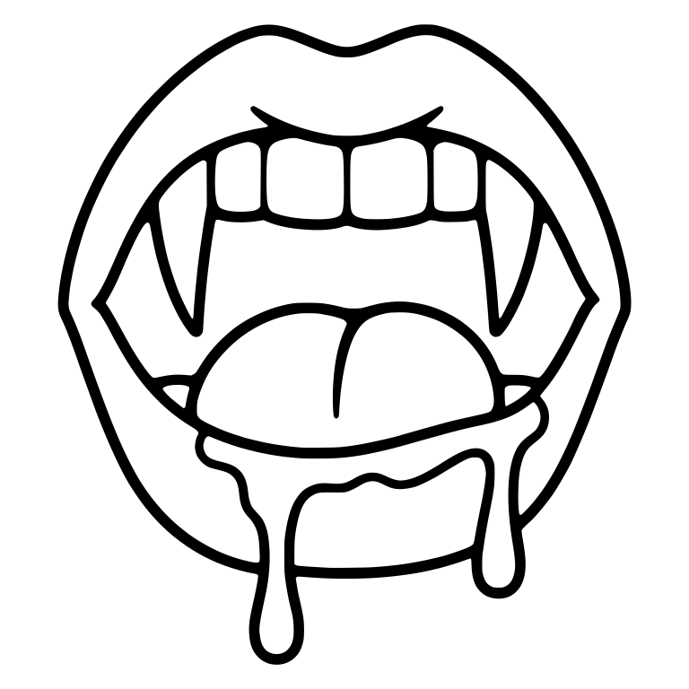 Open Vampire Mouth With Tongue and Drips From Lower Lip — free fantasy-creature SVG cut file