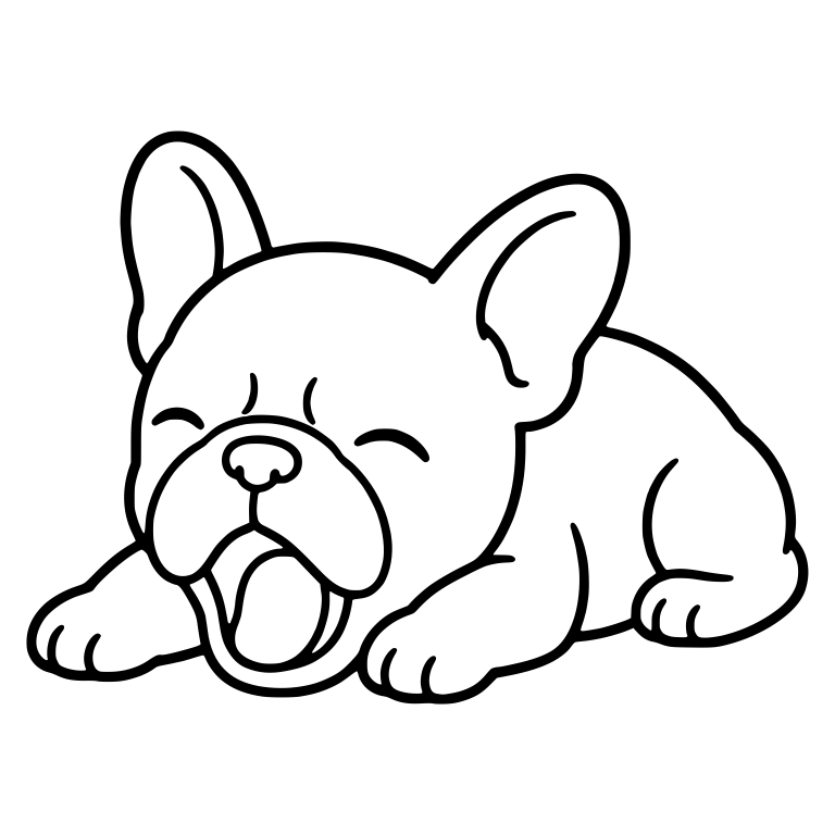 Yawning French Bulldog Puppy Lying on Belly — free animal SVG cut file