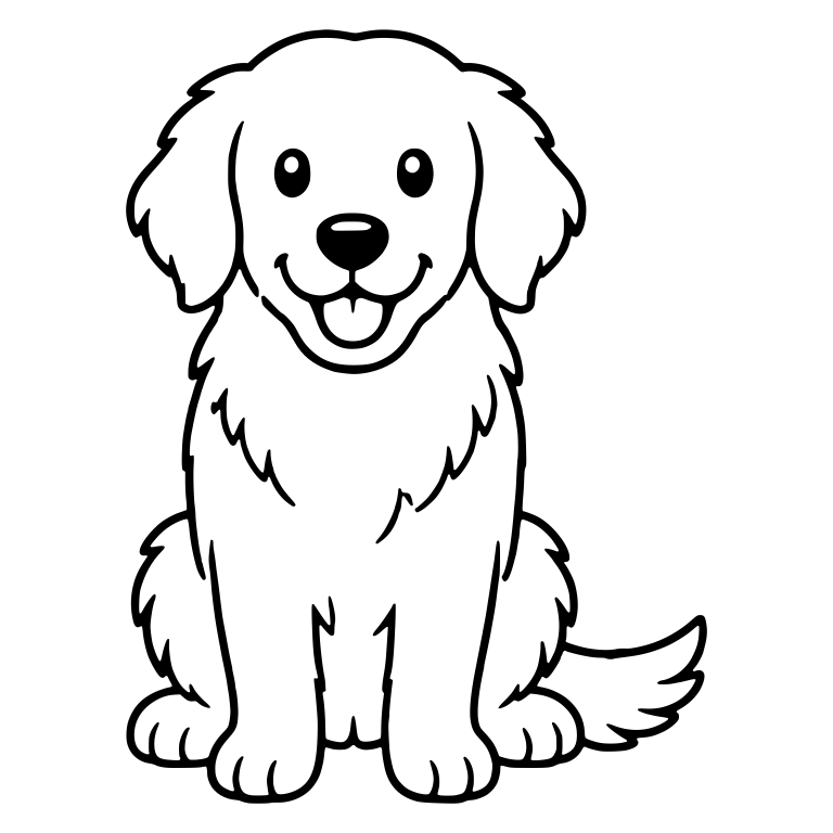 Sitting Golden Retriever Puppy with Raised Tail Tip — free animal SVG cut file