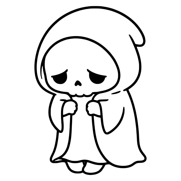 Sulking Grim Reaper With Head Bowed and Fists Up — free characters SVG cut file