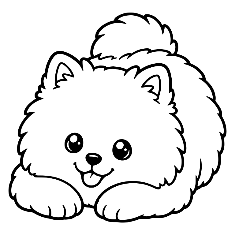 Lying Pomeranian With Tail Up Behind Head — free animal SVG cut file