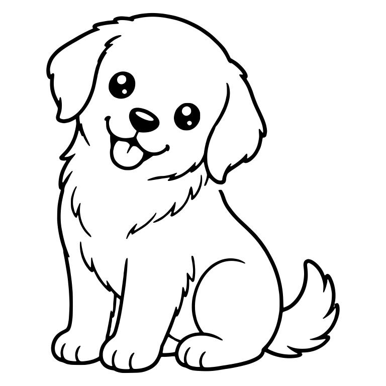 Golden Retriever Puppy Sitting With Tilted Head, Perked Tail — free animal SVG cut file
