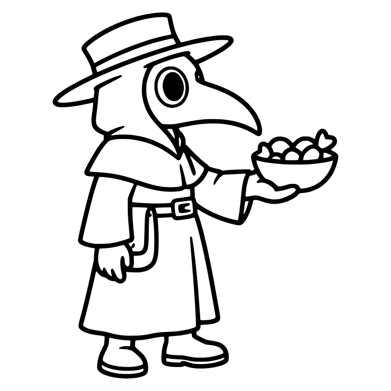 Plague Doctor Offering A Bowl Of Candy — free characters SVG cut file