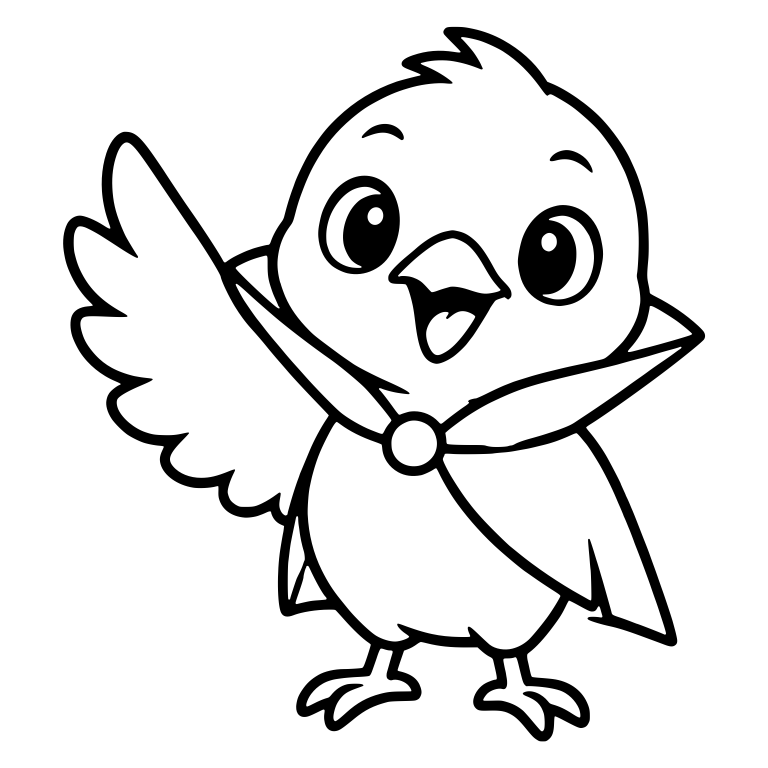 Baby Bird Raising One Wing in a Vampire Cape — free animal SVG cut file